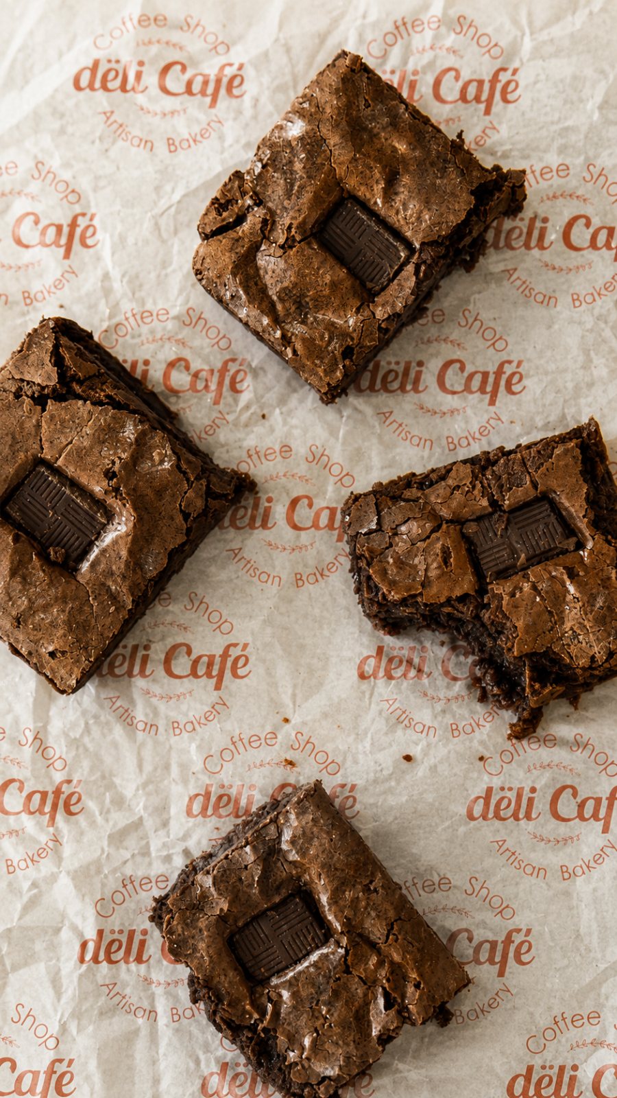 Brownies with dark chocolate at Deli Café, Brasilito